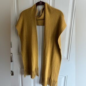 Gold metallic long fringe scarf